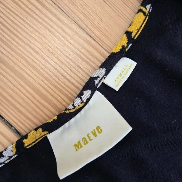 Maeve Anthropologie Floral Fit & Flare Dress Bohemian Cottagecore Festival XS - Picture 3 of 13